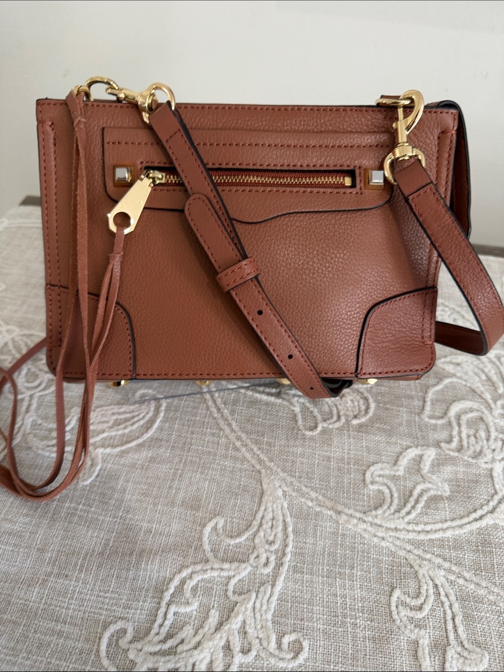 Rebecca Minkoff Regan Cognac Brown Leather Crossbody Bag